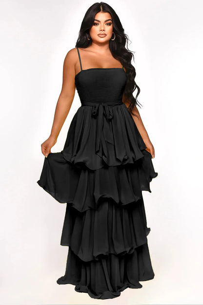 Ruffles Spaghetti Strap  Maxi Dress