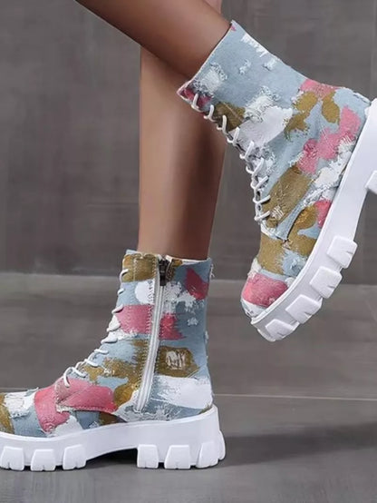 Women's Denim Camo Boots