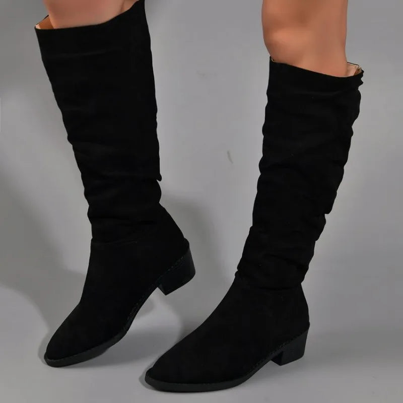 Women Winter Low Heels Round  Boots