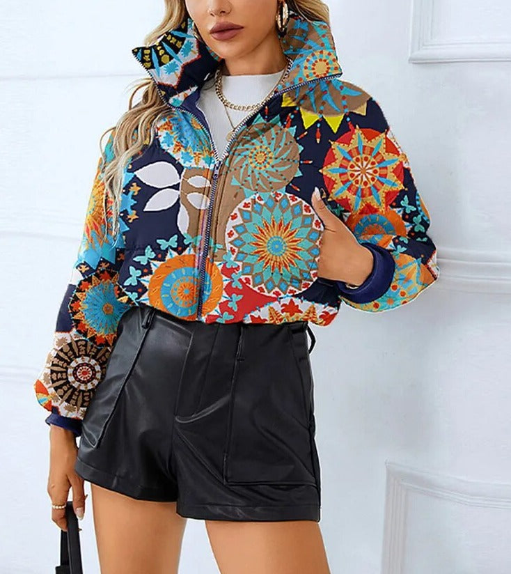 Winter Short Zipper Turn-down Collar Jacket