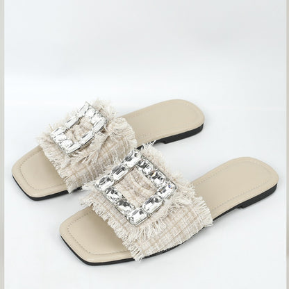 Buckle Square Toe Women Slippers EMJP TRENDS
