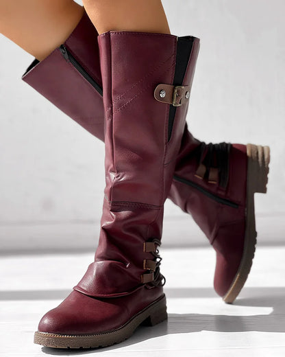 Women's Pu Leather Mid Calf Boots