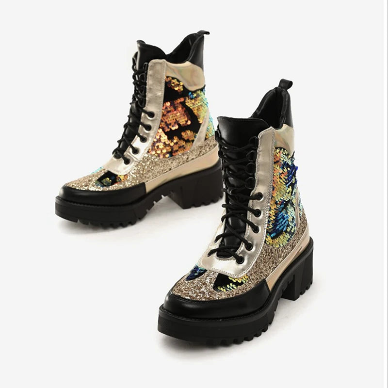 Women's Ankle Boots Platform Lace-Up Boots