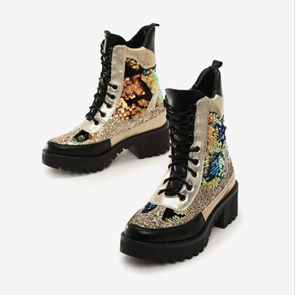 Women's Ankle Boots Platform Lace-Up Boots