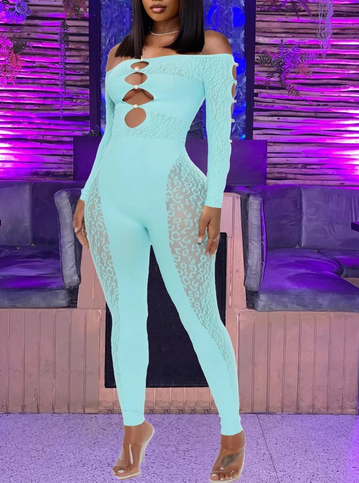 Sheer Mesh Jumpsuit Women