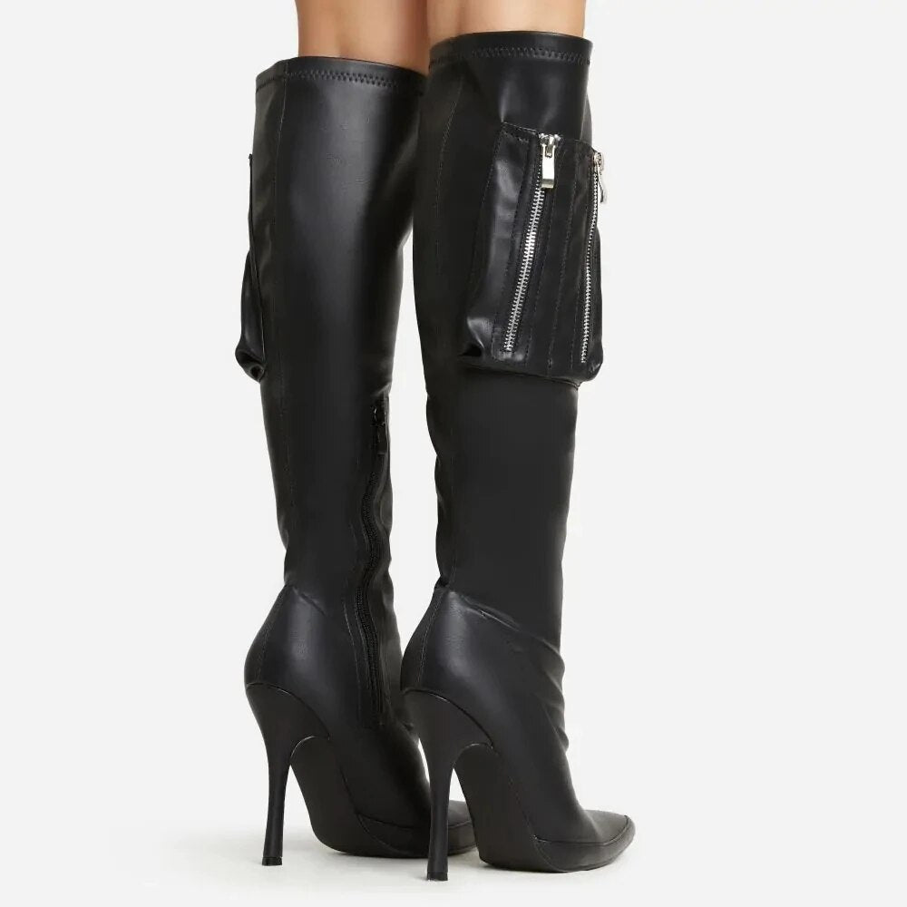 Karenza Pu Leather Knee Length Boots