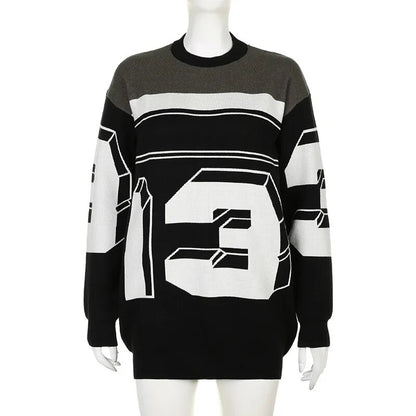 Patchwork Knitted Long Sweaters