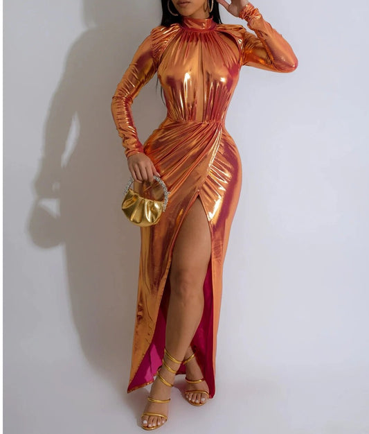 Cutout Front High Side Split Maxi Midi Dress