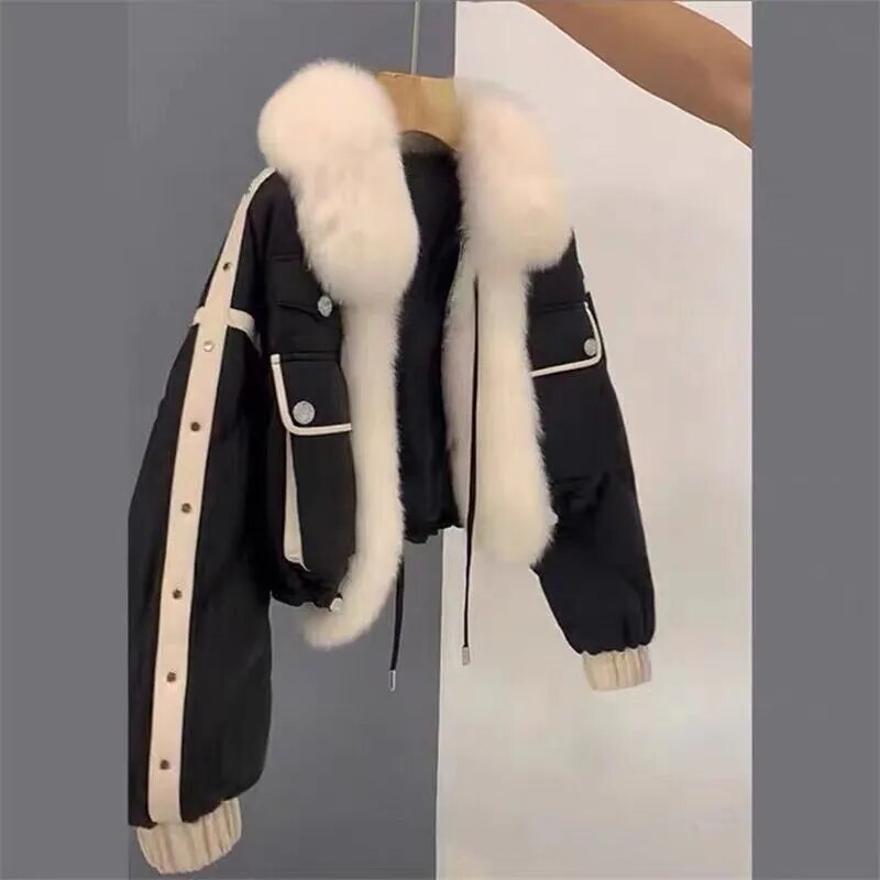 Coat Light Faux Fur Collar Bomber Jacket