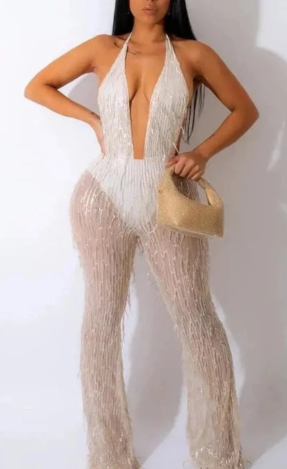 Women's Mesh Splice Jumpsuits