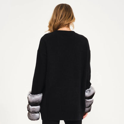 chilla Fur Cuff Sweater Woolen Winter Coat