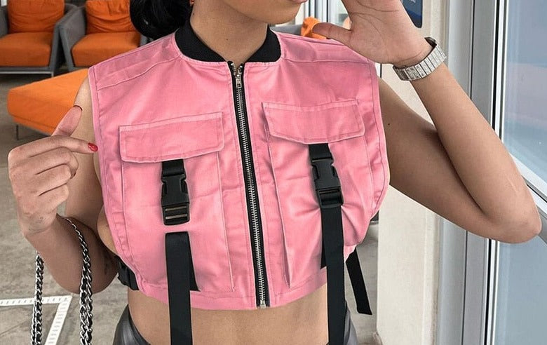 Crop Tops Jacket Women Sleeveless EMJP TRENDS
