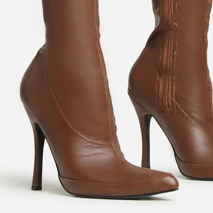 Karenza Pu Leather Knee Length Boots