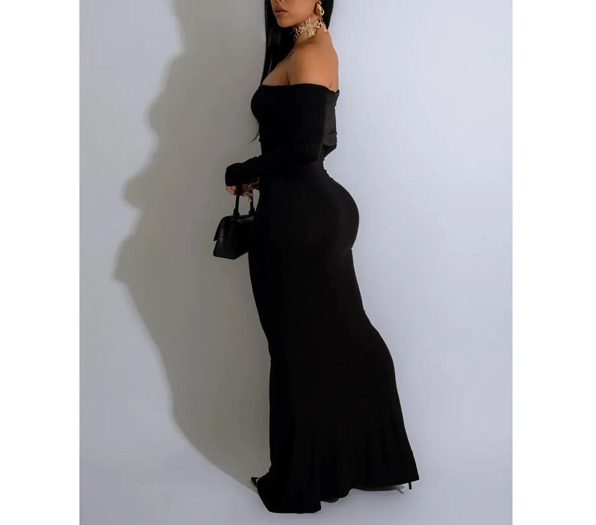Slim Fit High Stretch Maxi Dress