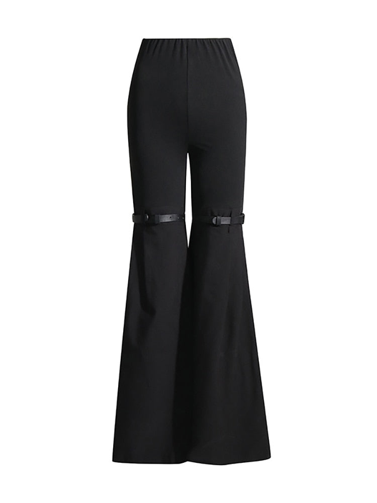 Pants  Knee Strap Black Slight Trousers EMJP TRENDS