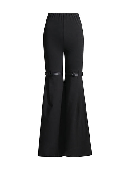 Pants  Knee Strap Black Slight Trousers EMJP TRENDS
