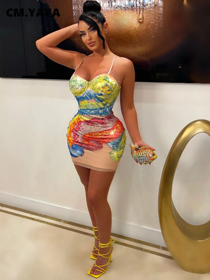 Hottie Rhinestones Strap Mini Dress