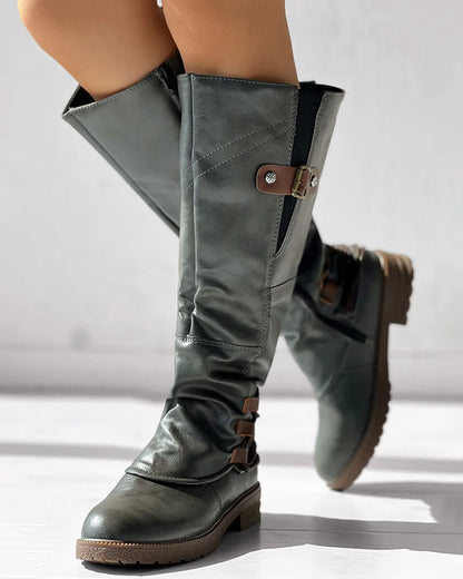 Women's Pu Leather Mid Calf Boots