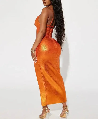 Belle Tight Bandage Maxi Dress-Orange - Image #3