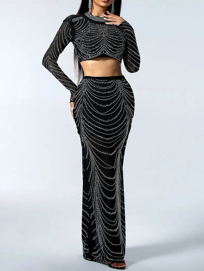 Sheer Mesh See Through Dress- Black - Image #3