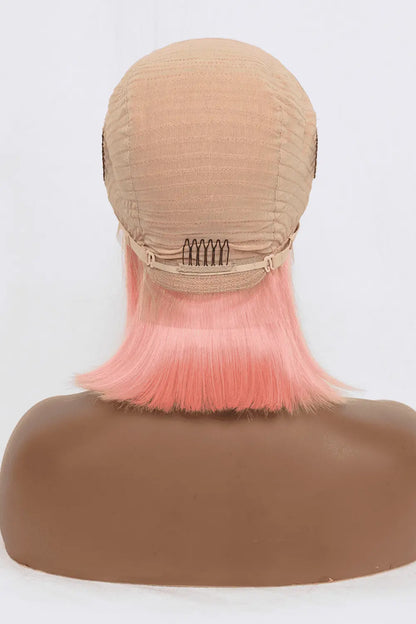 12" 165g Lace Front Wigs Human Hair in Rose Pink 150% Density