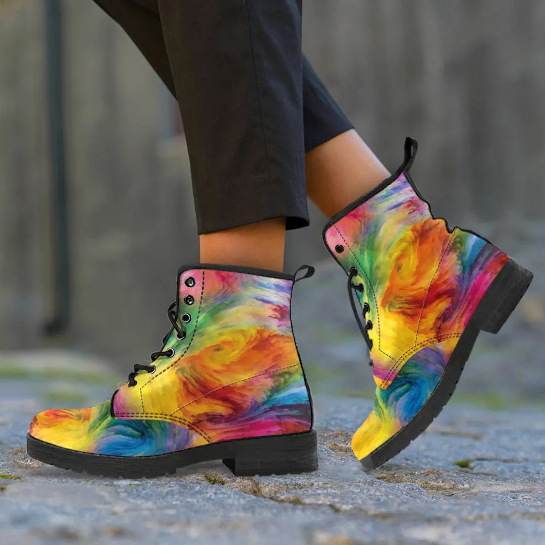 Tie Dye  Women's Ankle Boots Lace-up Platform Boot - Image #5