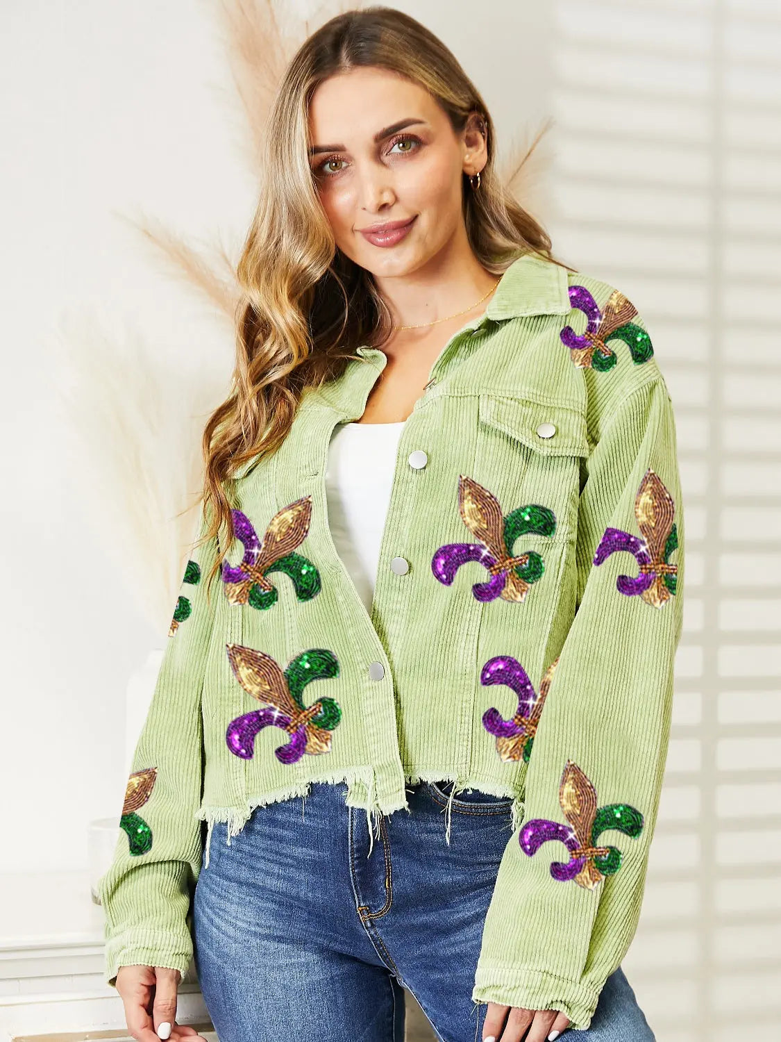 Sequin Raw Hem Jacket - Image #7