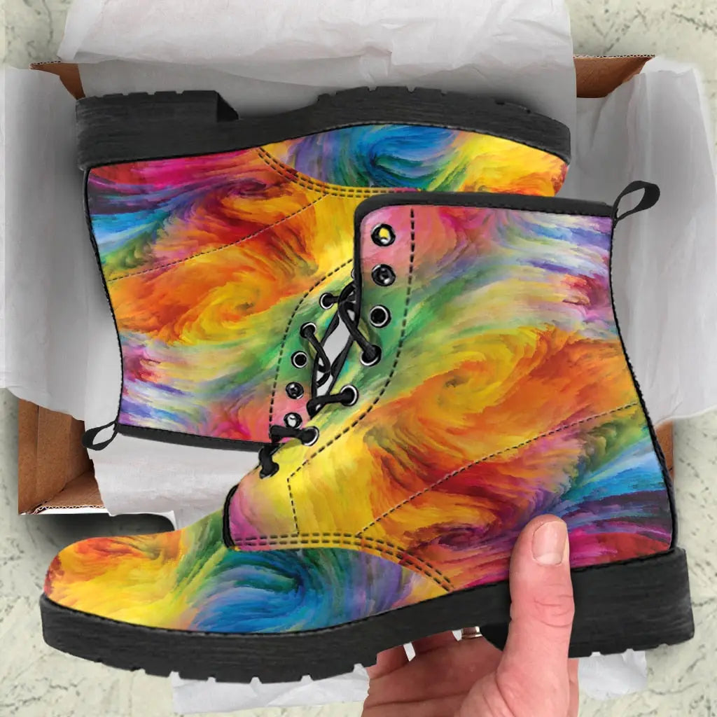 Tie Dye  Women's Ankle Boots Lace-up Platform Boot - Image #2