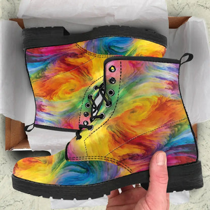 Tie Dye  Women's Ankle Boots Lace-up Platform Boot - Image #2