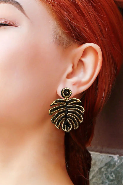 Beaded Banana Leaf Earrings Trendsi