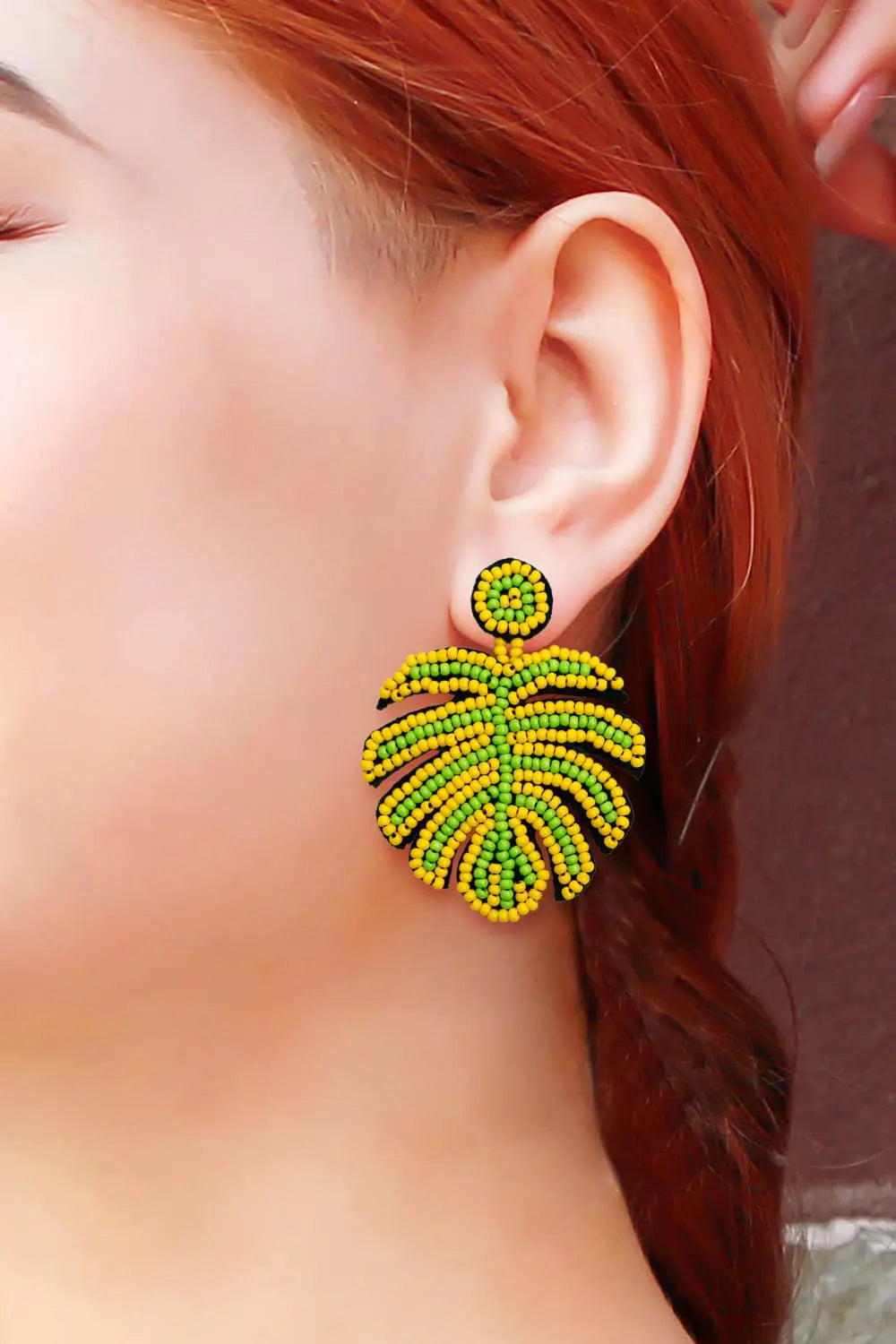 Beaded Banana Leaf Earrings Trendsi