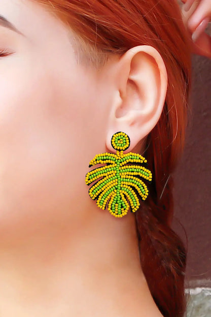Beaded Banana Leaf Earrings Trendsi
