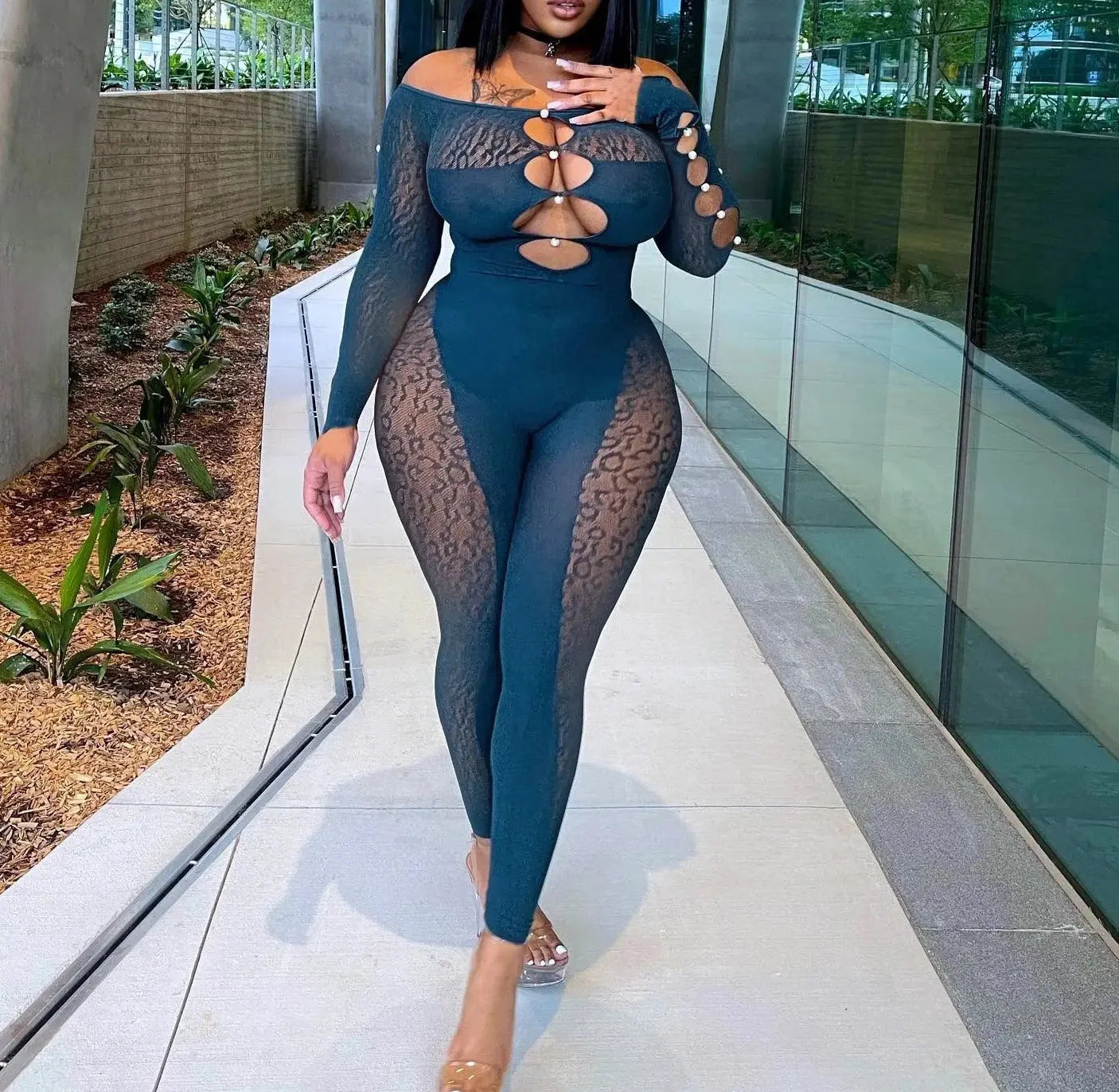 Sheer Mesh Jumpsuit Women - Image #9