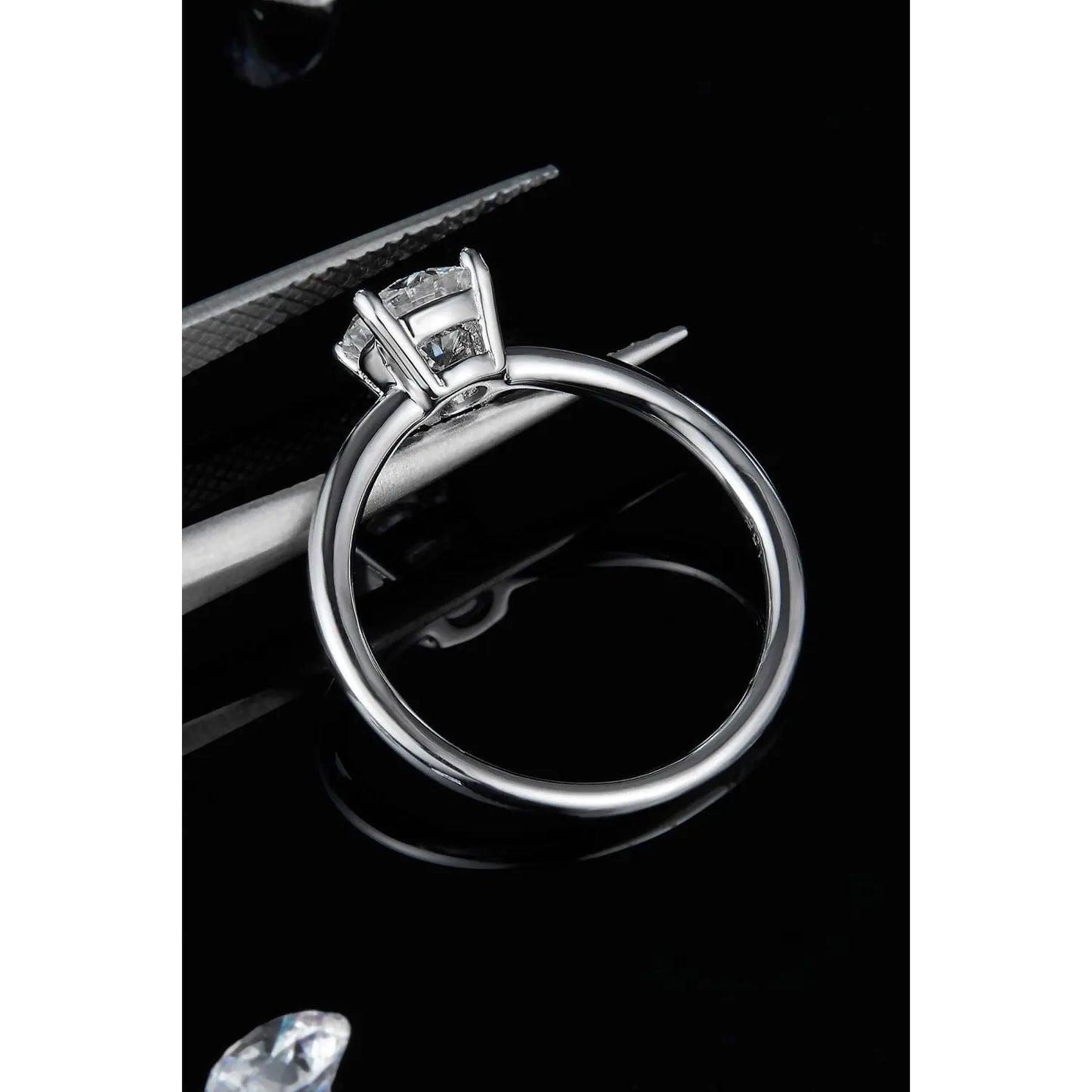 1 Carat Moissanite 925 Sterling Silver Solitaire Ring