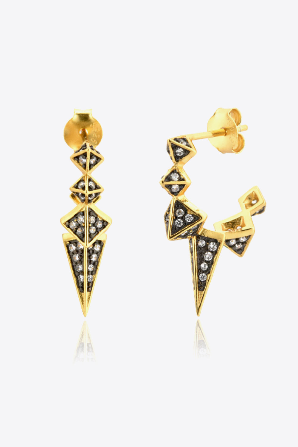 Geometric Zircon Decor 925 Sterling Silver Earrings Trendsi