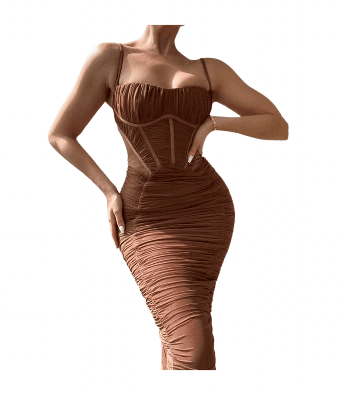 New Trendy Strap Sleeveless Backless Zipper Long Dress