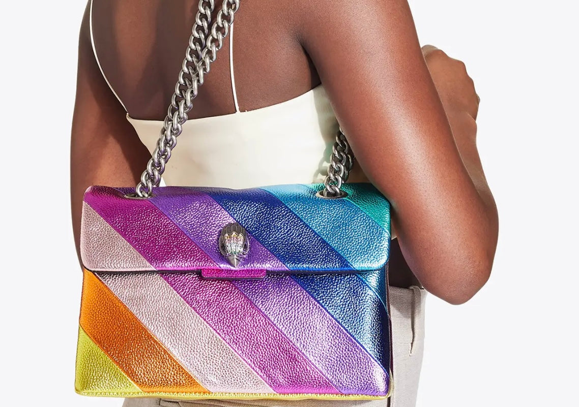 Stripe Leather Chain Wallet