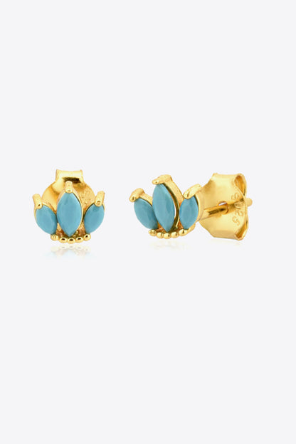 925 Sterling Silver Zircon Decor Stud Earrings Trendsi