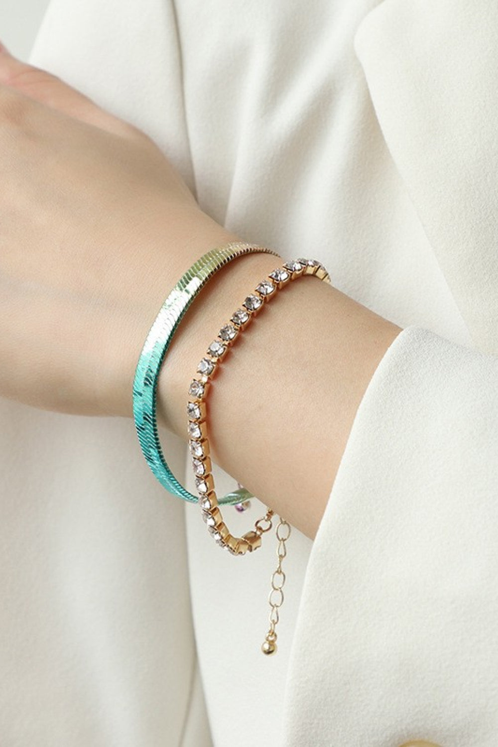 Gradient Herringbone Chain Two-Piece Bracelet Set Trendsi