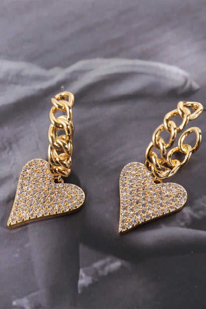 Zircon Decor Heart C-Hoop Drop Earrings Trendsi