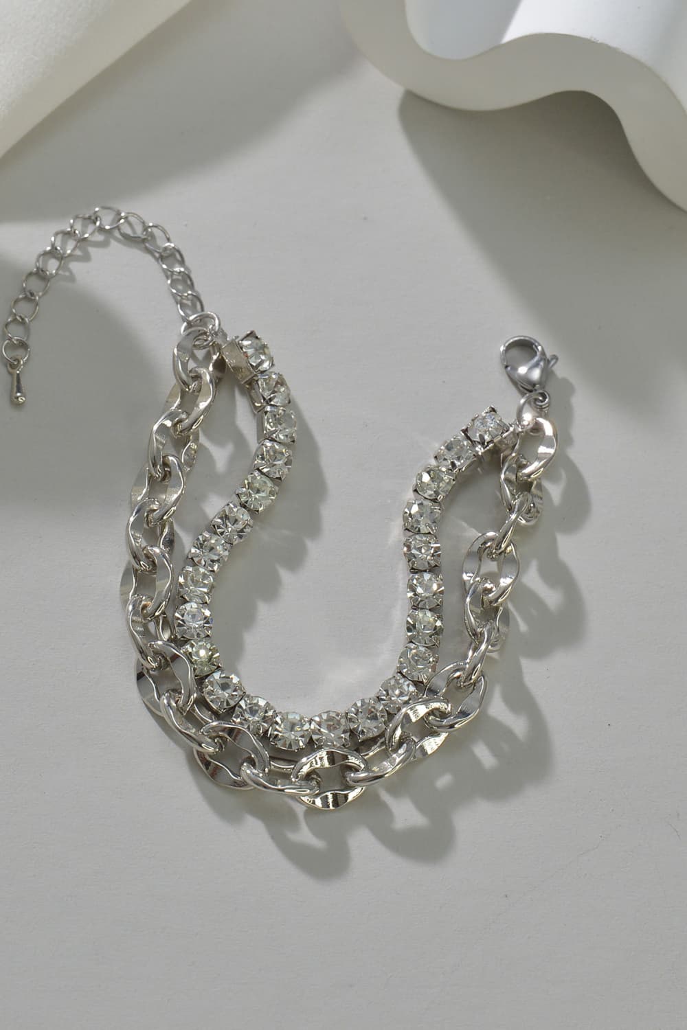Double-Layered Zircon Decor Alloy Bracelet Trendsi