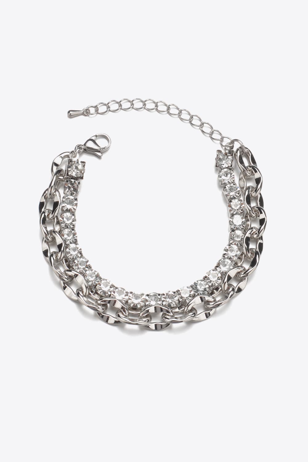 Double-Layered Zircon Decor Alloy Bracelet Trendsi