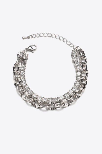 Double-Layered Zircon Decor Alloy Bracelet Trendsi