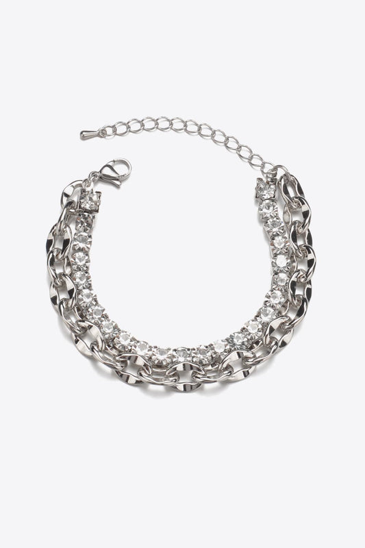 Double-Layered Zircon Decor Alloy Bracelet Trendsi