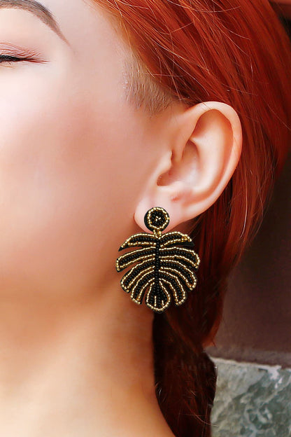 Beaded Banana Leaf Earrings Trendsi