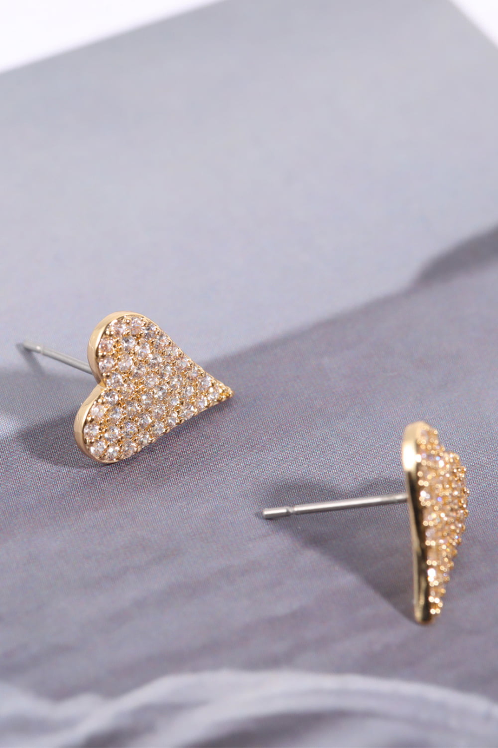 Zircon Decor Heart C-Hoop Drop Earrings Trendsi