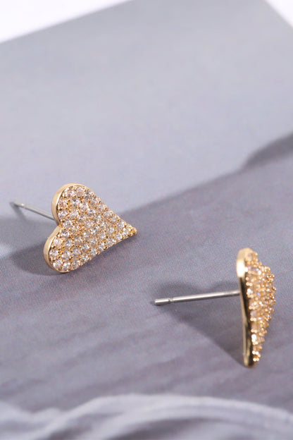 Zircon Decor Heart C-Hoop Drop Earrings Trendsi