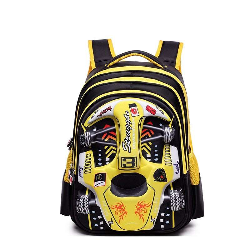 Car children schoolbag racing Three dimensional waterproof schoolbag Boys