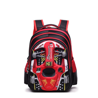 Car children schoolbag racing Three dimensional waterproof schoolbag Boys