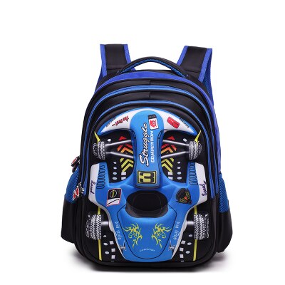 Car children schoolbag racing Three dimensional waterproof schoolbag Boys
